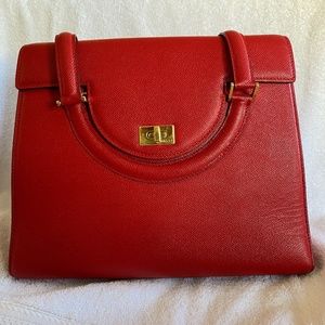 Red Bally Top Handle Hand Bag